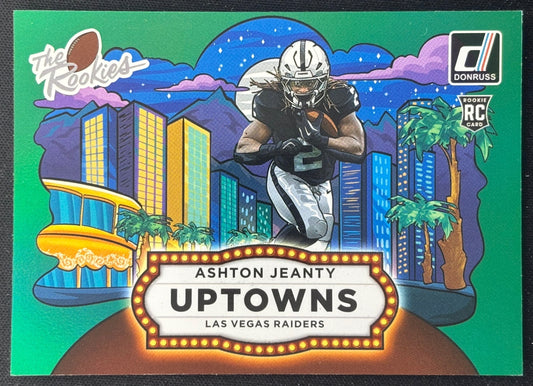 Ashton Jeanty 2025 Donruss Rookies & Highlights Uptown Horizontal Green Raiders Sports Trading Cards