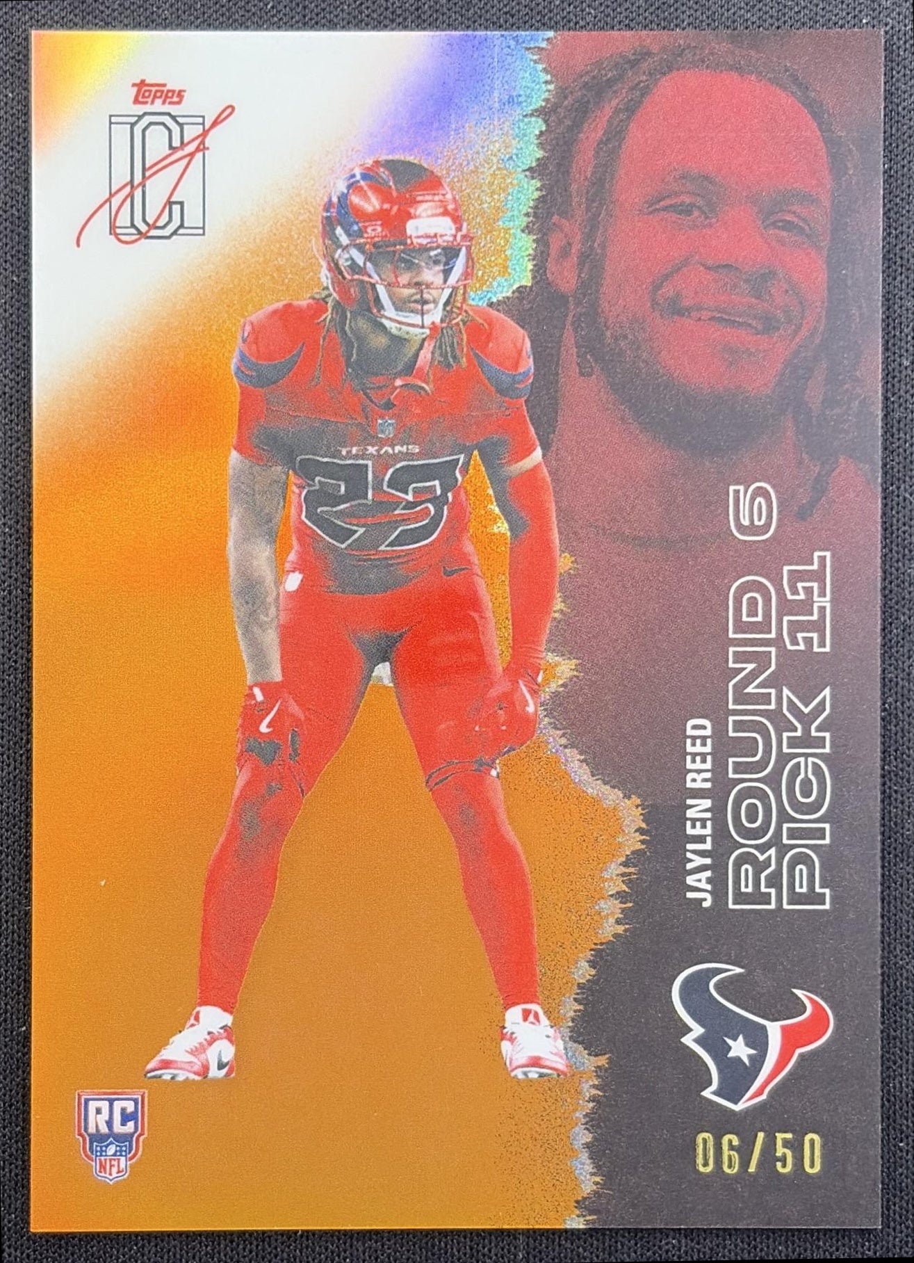 Jaylen Reed 2025 Topps Signature Class Chrome Rookie Orange Refractor /50 Texans Houston Texans