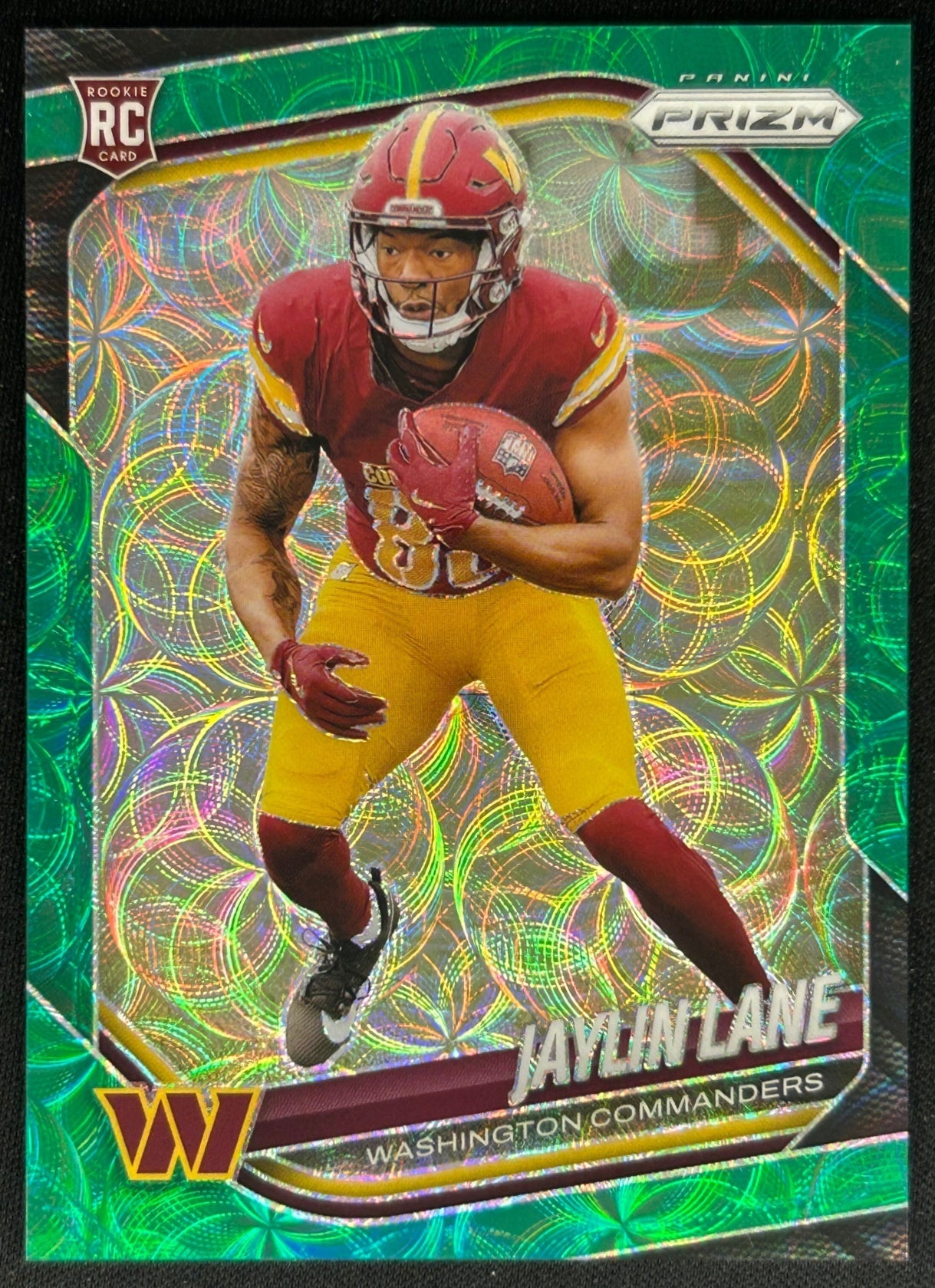 Jaylin Lane 2025 Panini Prizm Green Scope /75 Commanders Sports Trading Cards