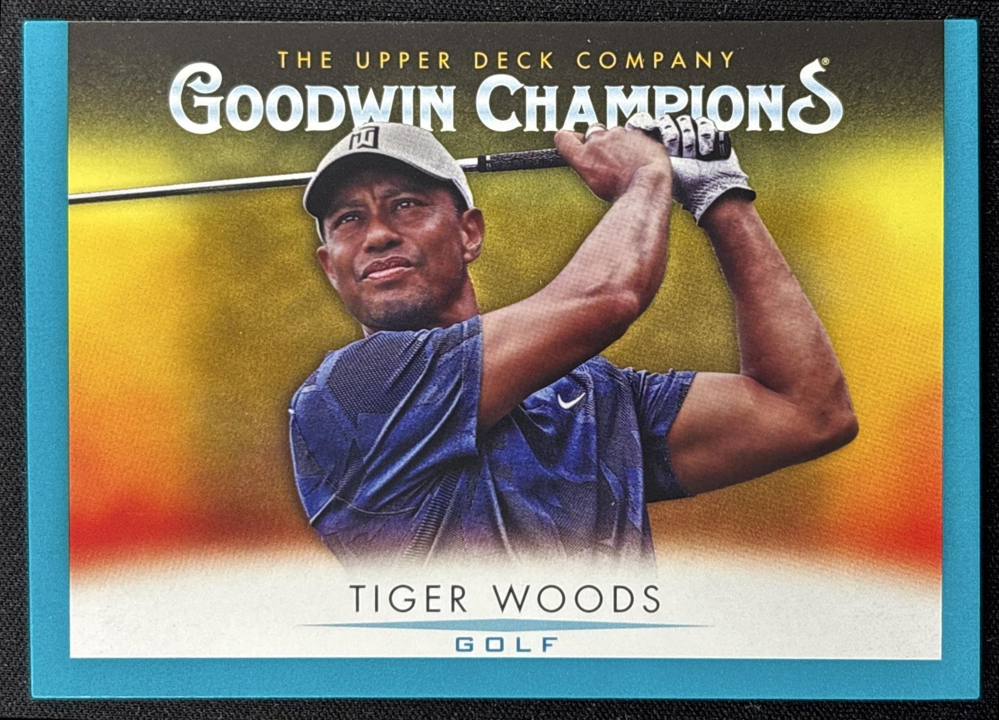 Tiger Woods 2021 Upper Deck Goodwin Champions Turquoise