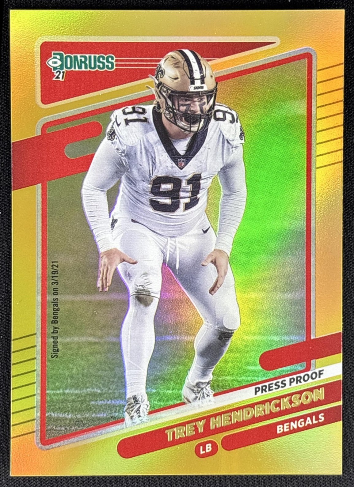 Trey Hendrickson 2021 Panini Donruss Press Proof Premium Bengals