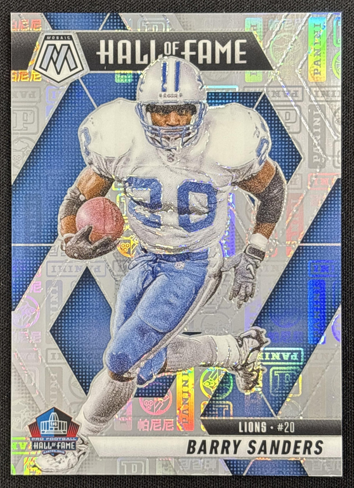 Barry Sanders 2025 Panini Mosaic Hall of Fame Silver Knight Prizm /149 Lions