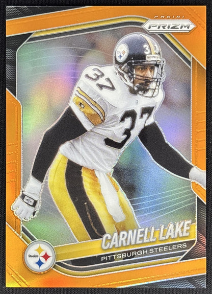 Carnell Lake 2025 Panini Prizm Orange /249 Steelers Sports Trading Card