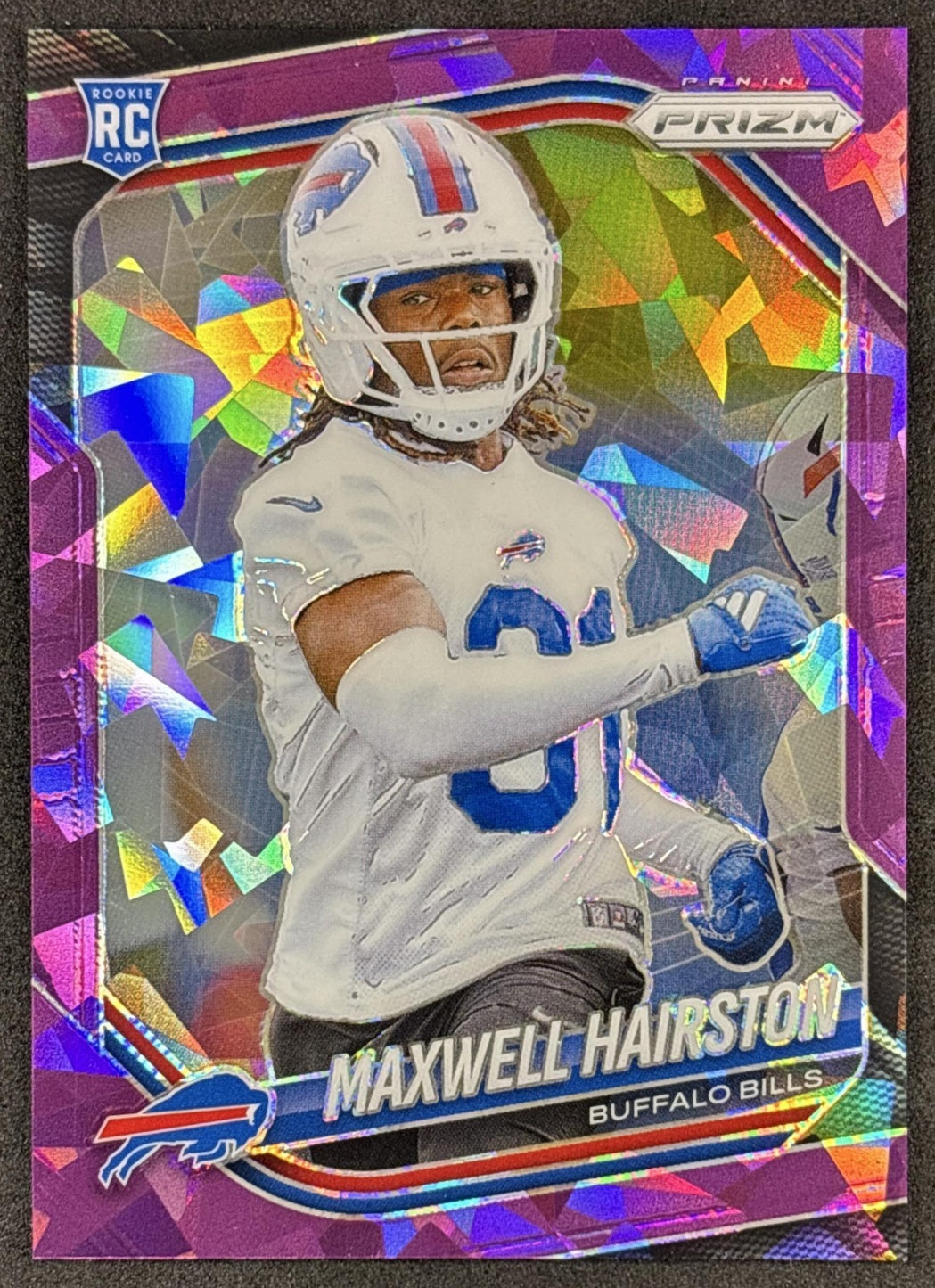 Maxwell Hairston 2025 Panini Prizm Purple Ice /225 Bills front