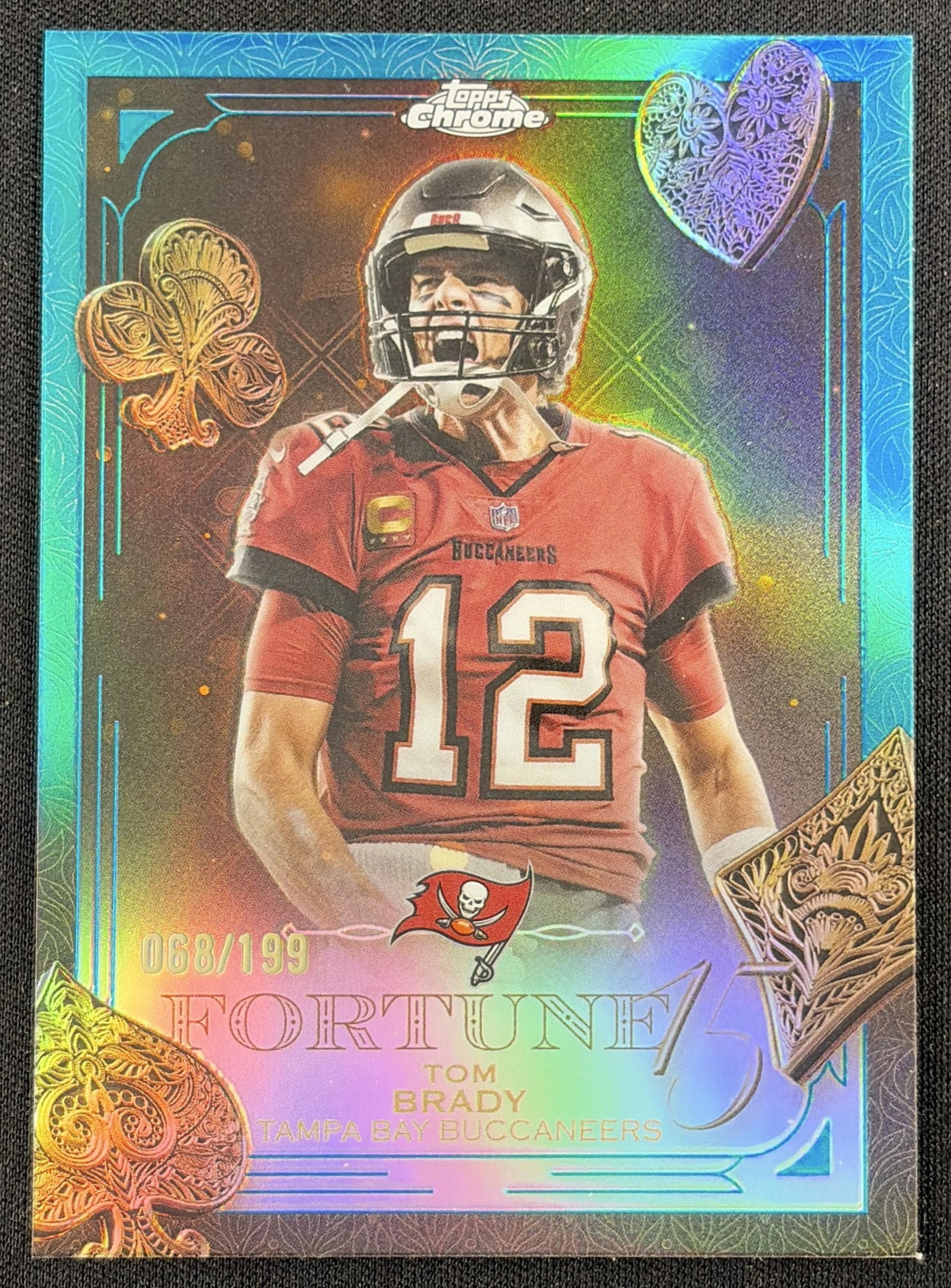 Tom Brady 2025 Topps Chrome Fortune 15 Aqua Refractor /199 Buccaneers Tampa Bay Buccaneers