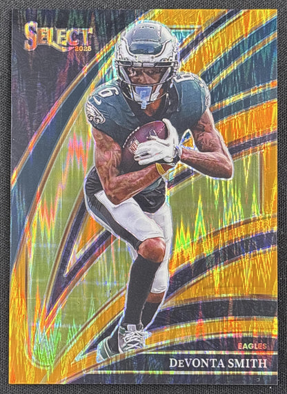 DeVonta Smith 2025 Panini Select Club Level Orange Prizm Shock /399 Eagles