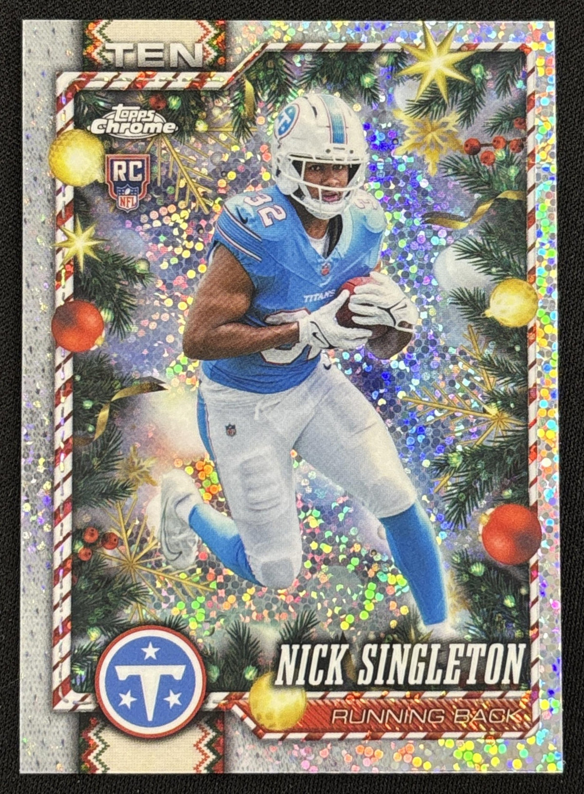 Nick Singleton 2026 Topps Holiday Chrome Sparkle Refractor Titans - Front