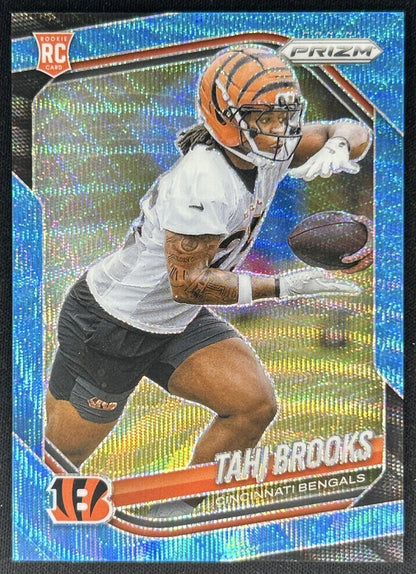 Tahj Brooks 2025 Panini Prizm Blue Wave /230 Bengals Front