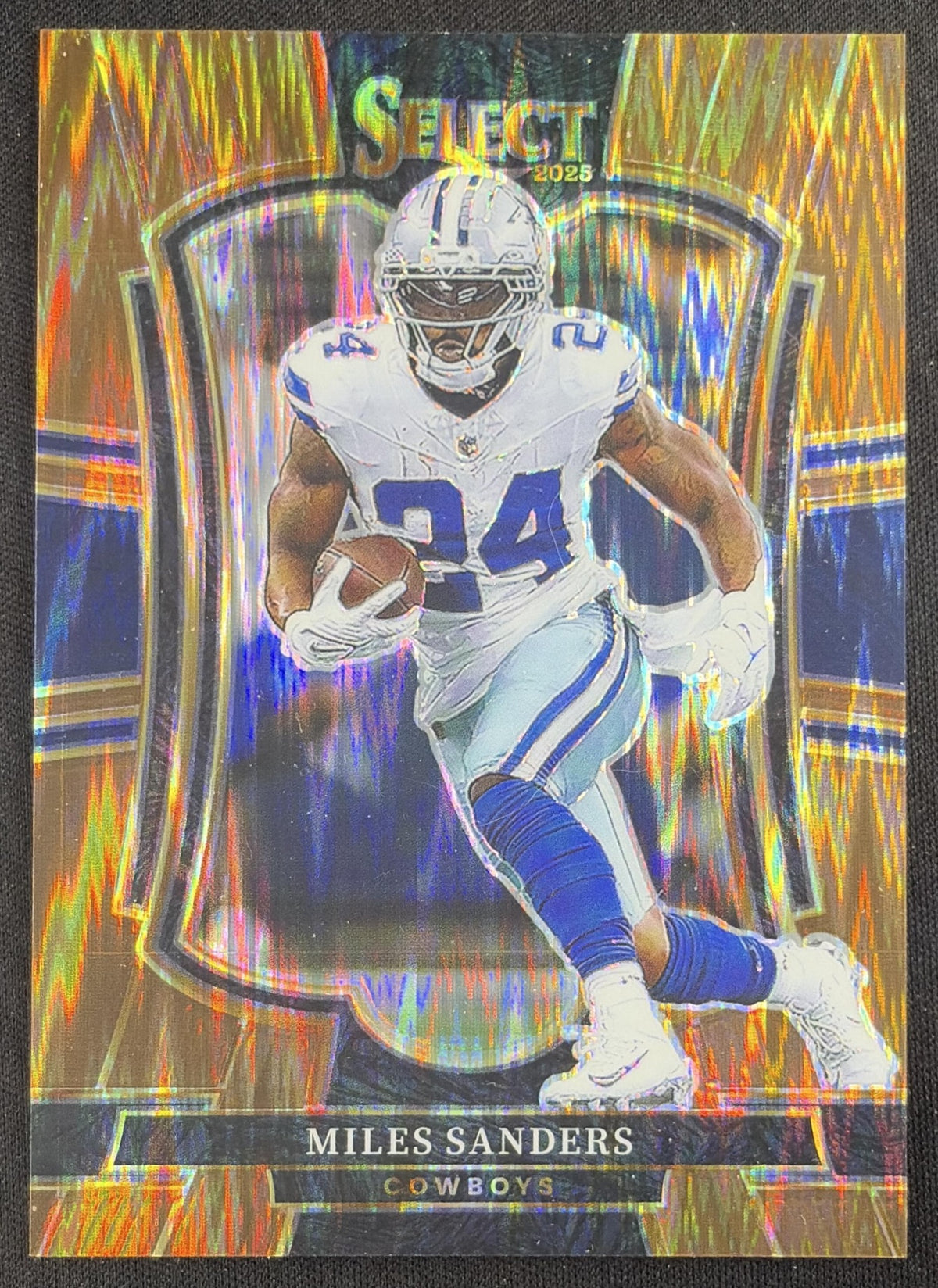 Miles Sanders 2025 Panini Select Premier Level Copper Prizm Shock /899 Cowboys Sports Trading Card