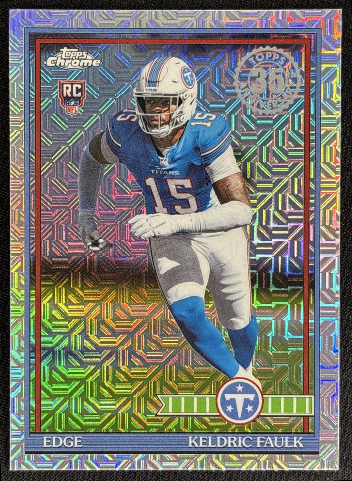 Keldric Faulk 2026 Topps 1991 Chrome Rookie Mojo Refractor Titans