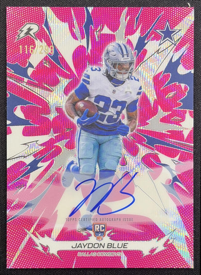 Jaydon Blue 2025 Topps Resurgence Rookie Signatures Magenta Surge Refractor /299 Cowboys
