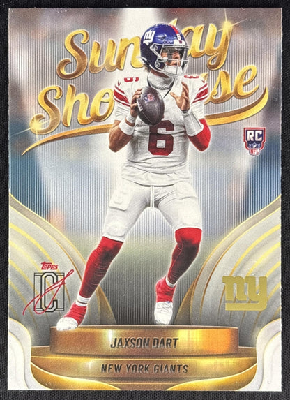 Jaxson Dart 2025 Topps Signature Class Sunday Showcase Giants front