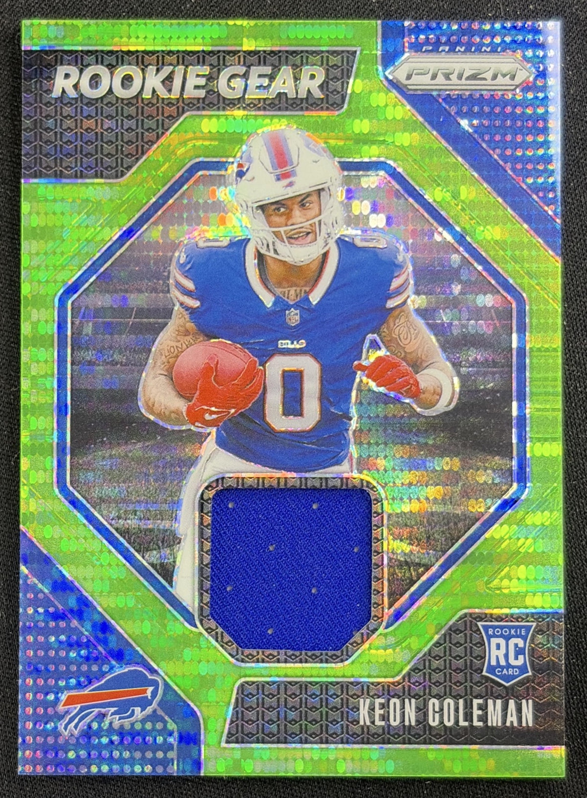 Keon Coleman 2024 Panini Prizm Rookie Gear Neon Green Pulsar Bills Sports Trading Card
