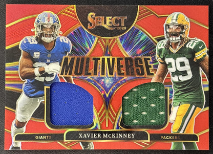 Xavier McKinney 2025 Panini Select Multiverse Jerseys Red Prizm Giants Packers