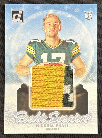 Michael Pratt 2024 Panini Donruss Rookie Holiday Sweater Packers #1
