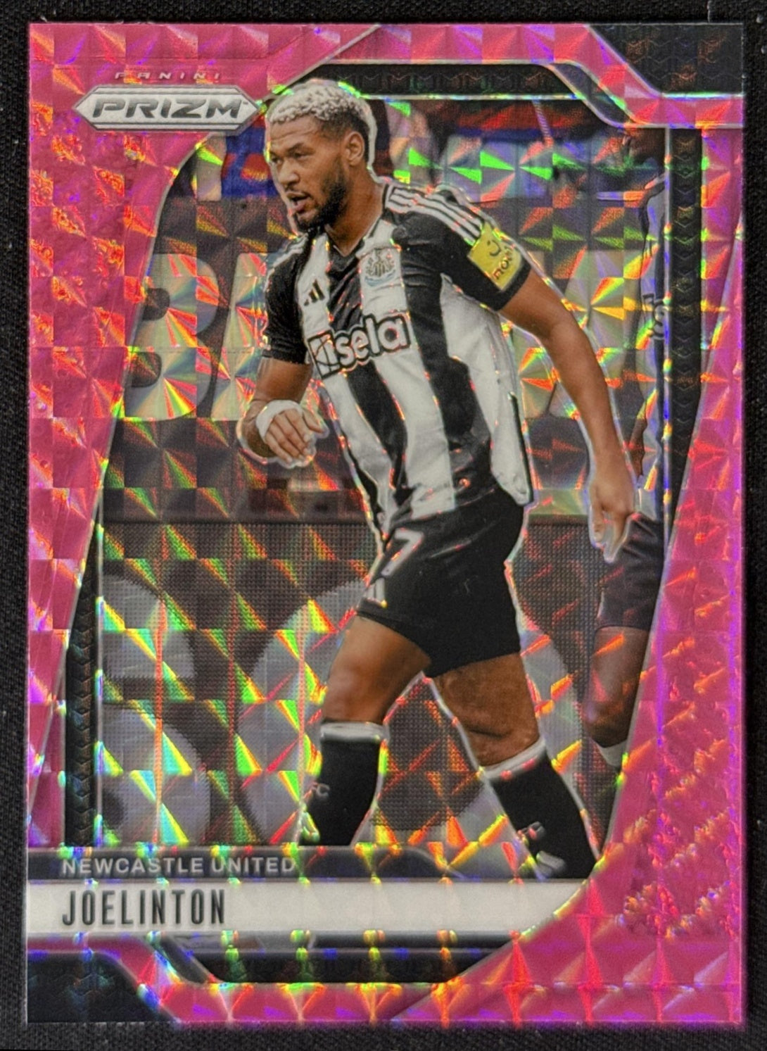 Joelinton 2024 Panini Prizm Premier League Pink Mosaic Prizm Newcastle Sports Trading Card