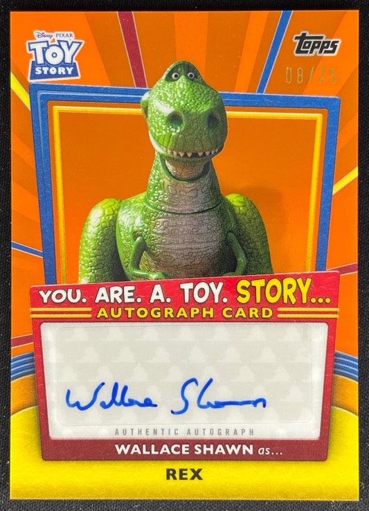 Wallace Shawn as Rex 2025 Pixar Crystal 30 Years of Toy Story You. Are. A. Toy. Story... Auto Orange Refractor /25 Sports Trading Cards