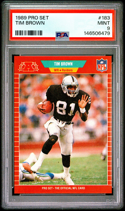Tim Brown 1989 Pro Set PSA 9 Raiders front