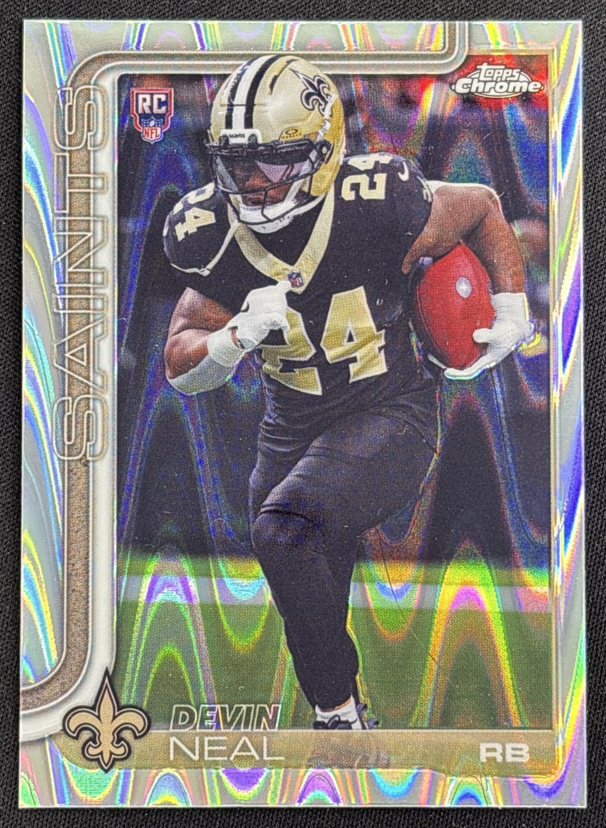 Devin Neal 2025 Topps Chrome Rookie RayWave Refractor Saints New Orleans Saints