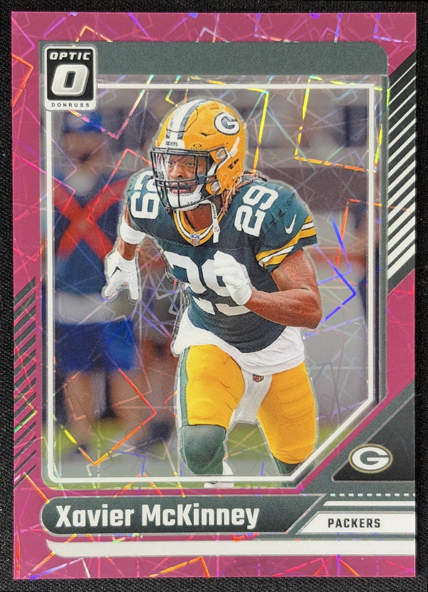 Xavier McKinney 2024 Panini Donruss Optic Pink Velocity /80 Packers