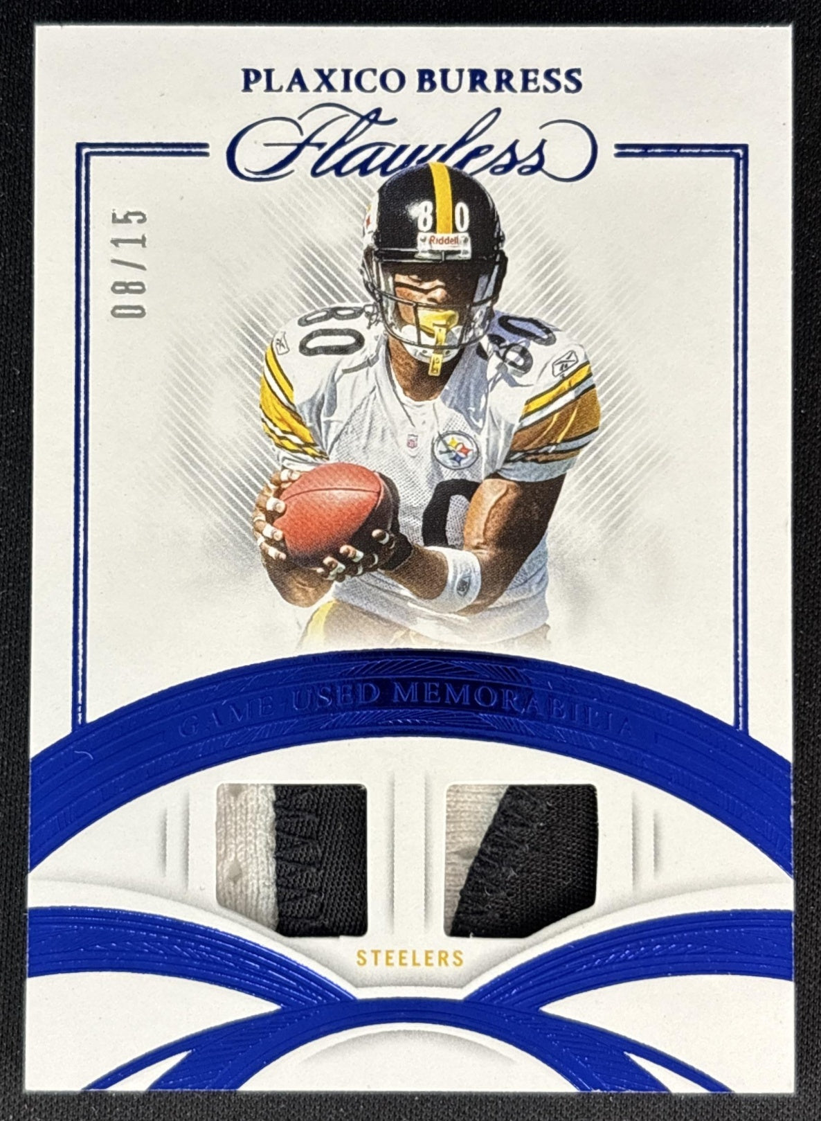 Plaxico Burress 2025 Panini Flawless Game Used Memorabilia Sapphire /15 Steelers front