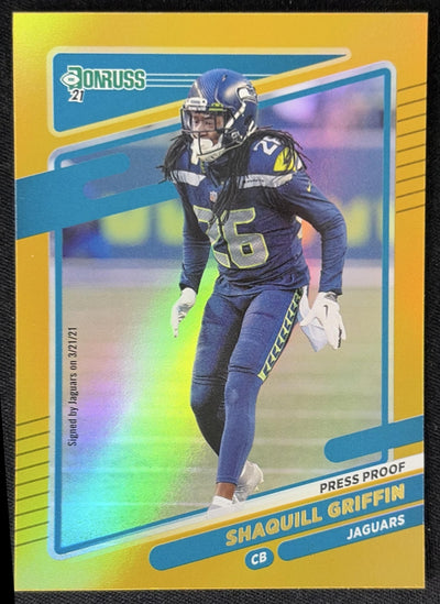 Shaquill Griffin 2021 Panini Donruss Press Proof Premium Jaguars Sports Trading Card