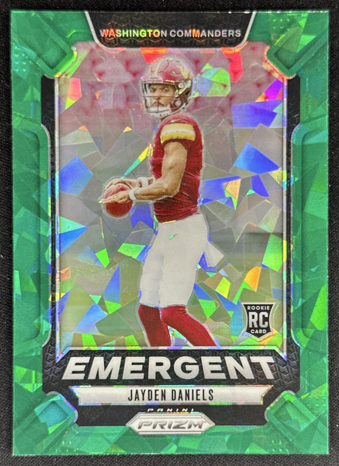 Jayden Daniels 2024 Panini Prizm Emergent Green Ice Commanders