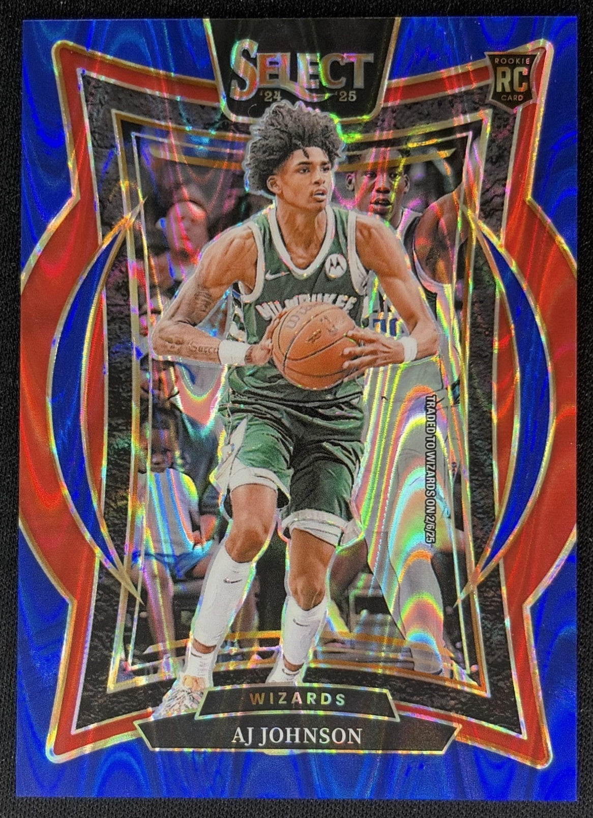 AJ Johnson 2024 Panini Select Concourse Blue Tectonic Prizm /99 Wizards front