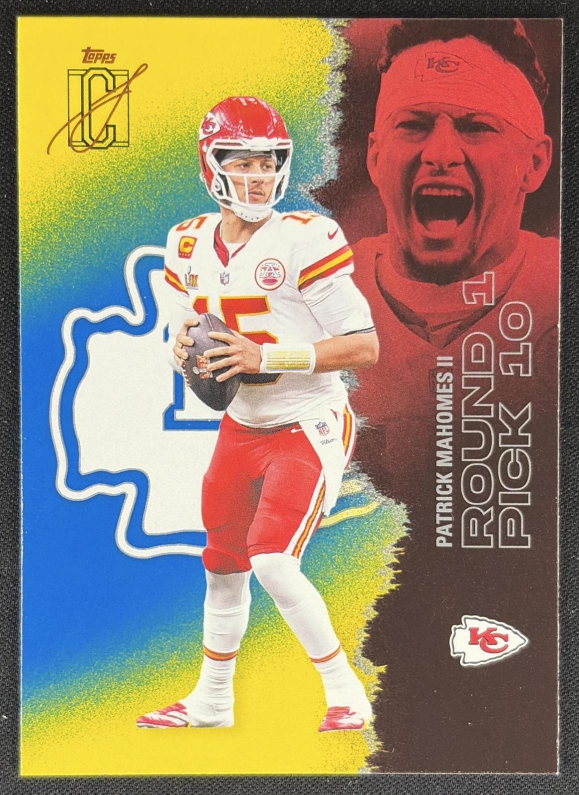 Patrick Mahomes II 2025 Topps Signature Class Veteran Blue & Yellow Foil Chiefs