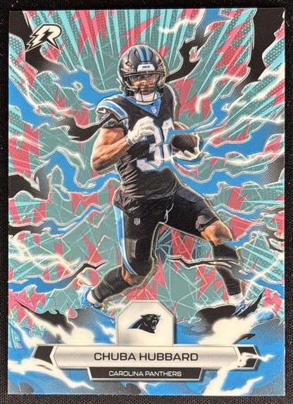 Chuba Hubbard 2025 Topps Resurgence Sky Blue and Pink Shock Refractor Panthers