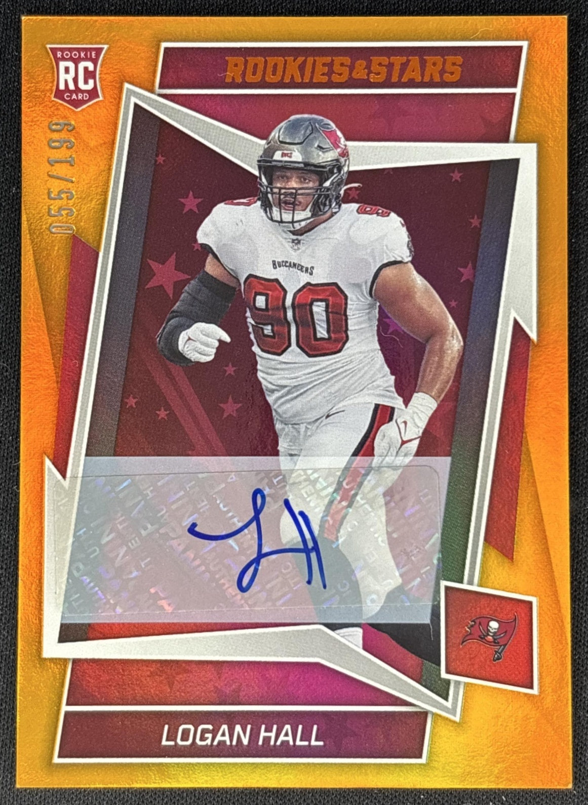 Logan Hall 2022 Panini Rookies & Stars Signatures Orange /199 Buccaneers Sports Trading Cards