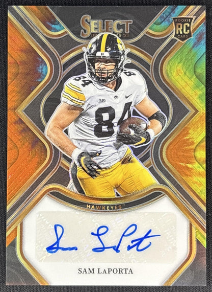 Sam LaPorta 2023 Select Draft Picks Rookie SIgnatures Tye Dye Prizm /25 Hawkeyes front