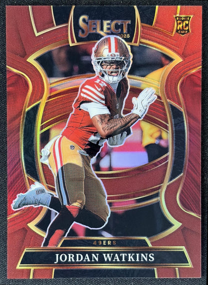 Jordan Watkins 2025 Panini Select Concourse Maroon Prizm /149 49ers front