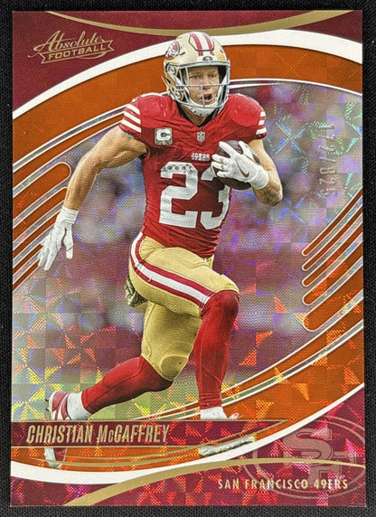 Christian McCaffrey 2025 Panini Absolute Orange Mosaic /825 49ers front