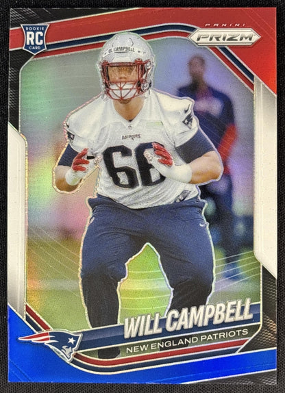 Will Campbell 2025 Panini Prizm Red White & Blue Patriots