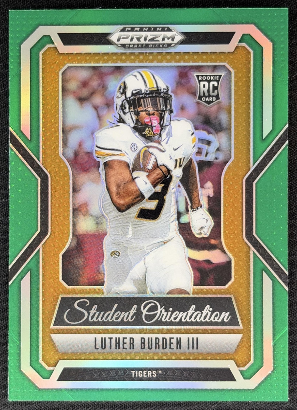 Luther Burden III 2025 Panini Prizm Draft Picks Student Orientation Green Tigers
