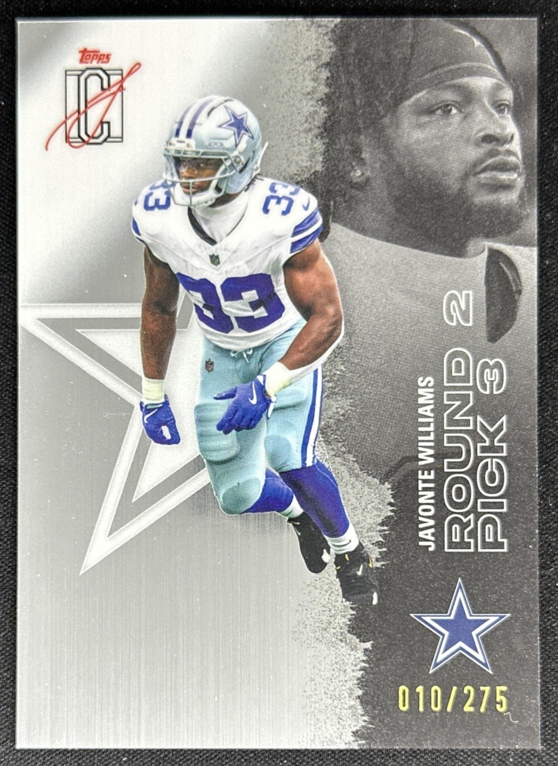 Javonte Williams 2025 Signature Class Chrome Veteran Silver Refractor /275 Cowboys