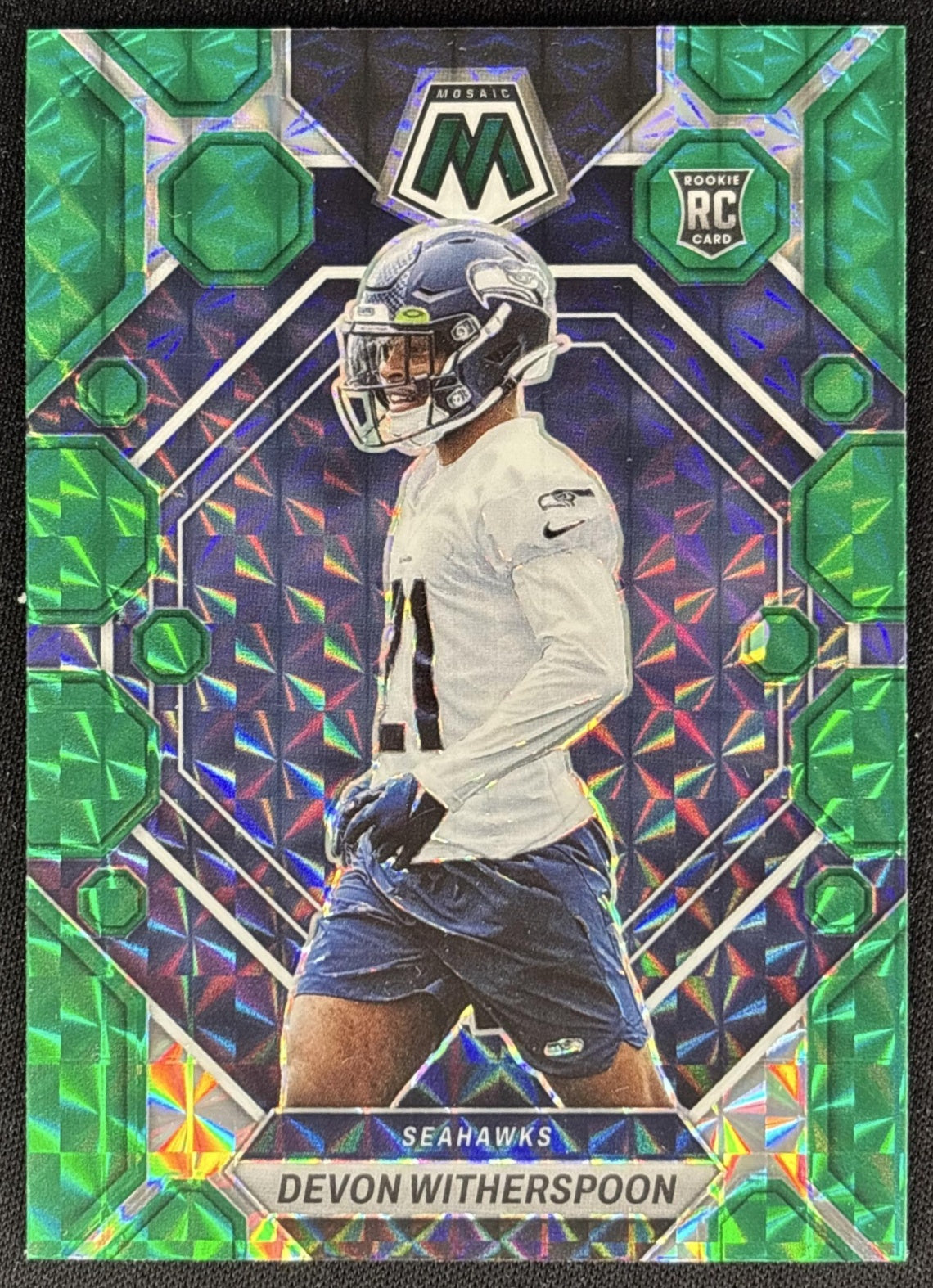 Devon Witherspoon 2023 Panini Mosaic Green Mosaic Seahawks Sports Trading Cards