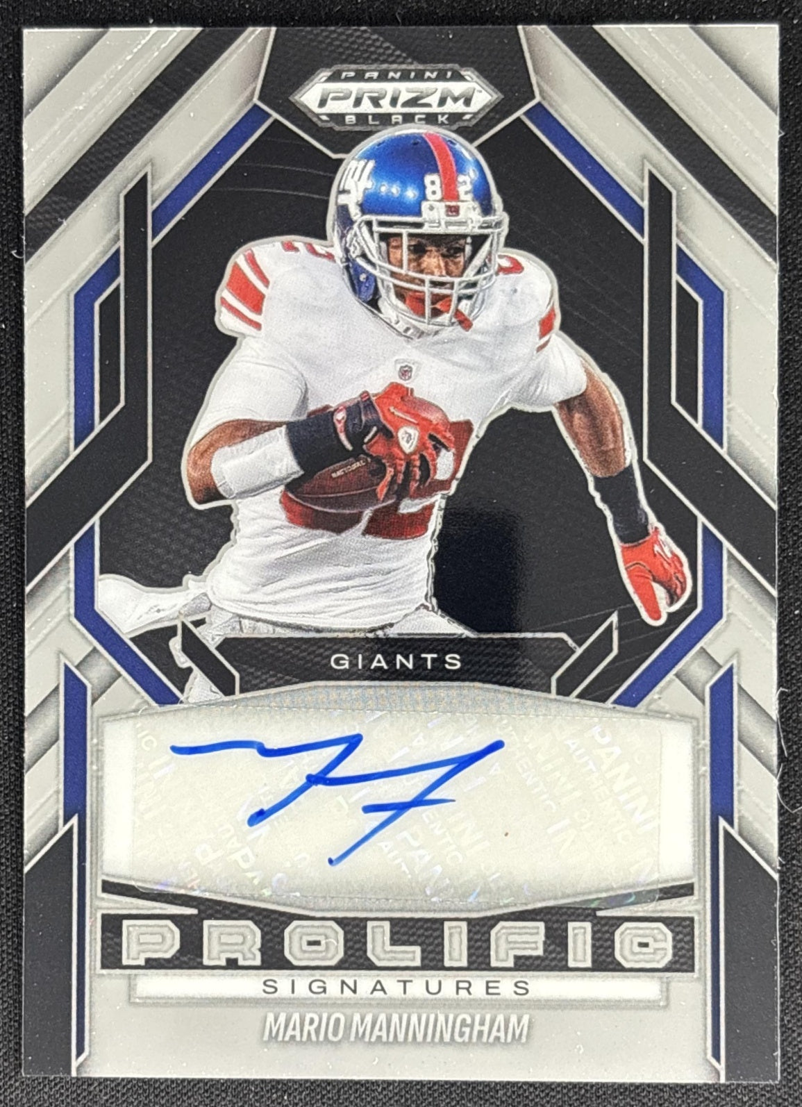 Mario Manningham 2025 Panini Prizm Black Prolific Signatures Giants