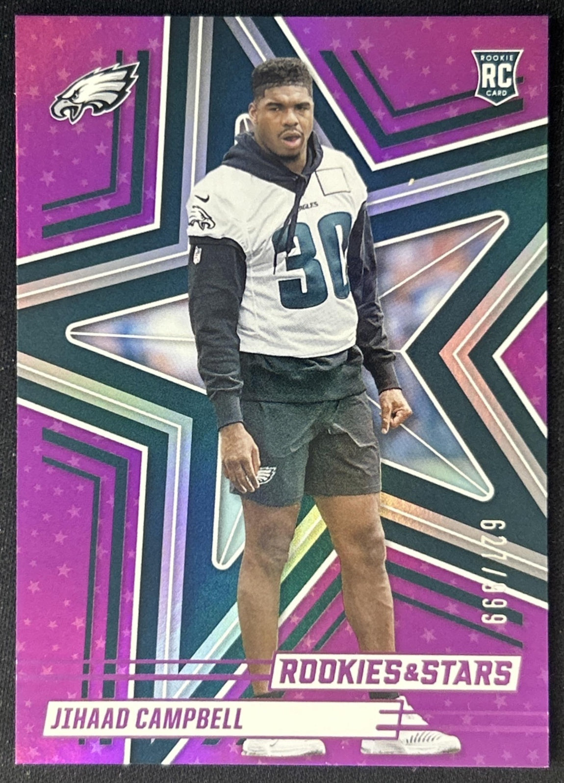 Jihaad Campbell 2025 Panini Rookies & Stars Purple /999 Eagles front
