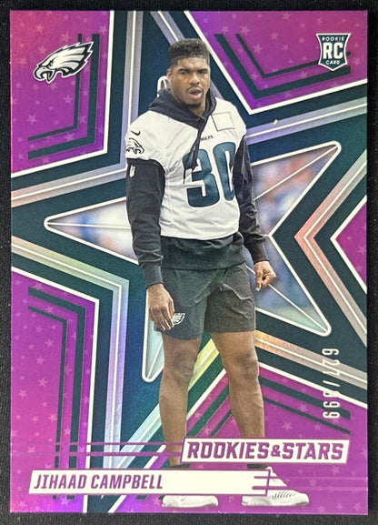 Jihaad Campbell 2025 Panini Rookies & Stars Purple /999 Eagles front