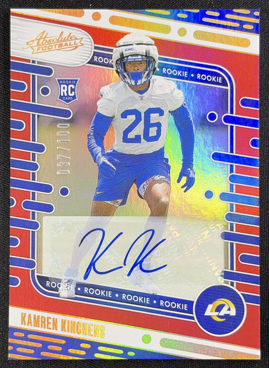 Kamren Kinchens 2024 Panini Absolute Signature Rookies Red Spectrum /100 Rams front
