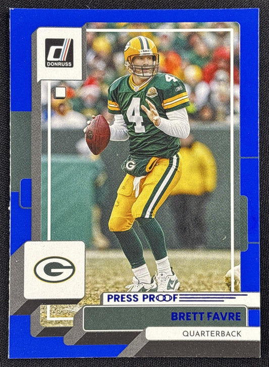 Brett Favre 2022 Panini Donruss Blue Press Proof Packers