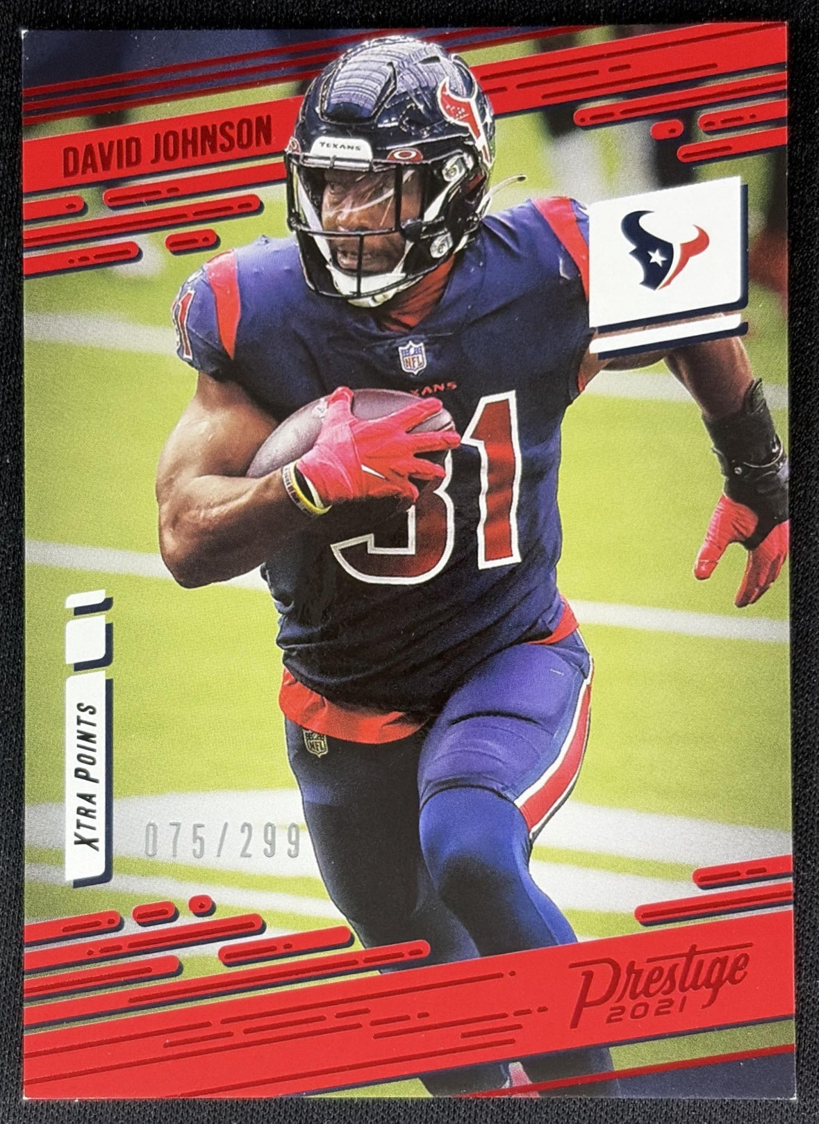 David Johnson 2021 Panini Prestige Xtra Points Premium Red /299 Texans front