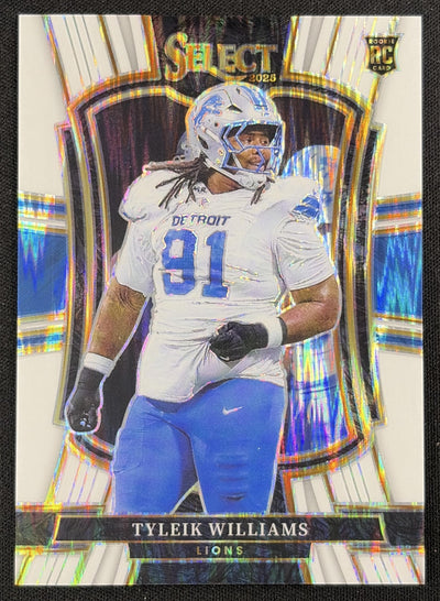 Tyleik Williams 2025 Panini Select Premier Level White Prizm Shock /799 Lions Sports Trading Card