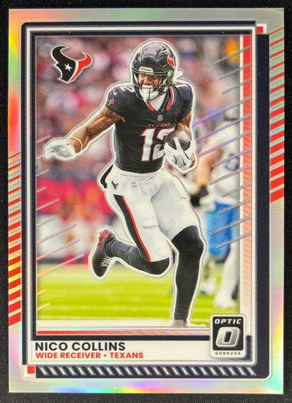 Nico Collins 2025 Donruss Optic Holo Prizm Texans Sports Trading Card