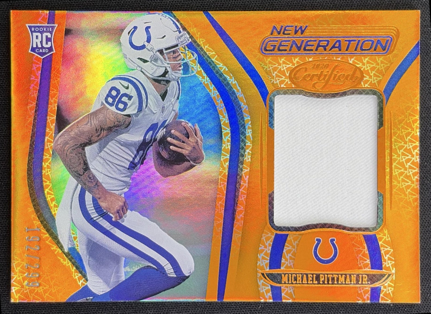 Michael Pittman Jr. 2020 Panini Certified New Generation Jerseys Mirror Orange /299 Colts