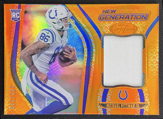Michael Pittman Jr. 2020 Panini Certified New Generation Jerseys Mirror Orange /299 Colts