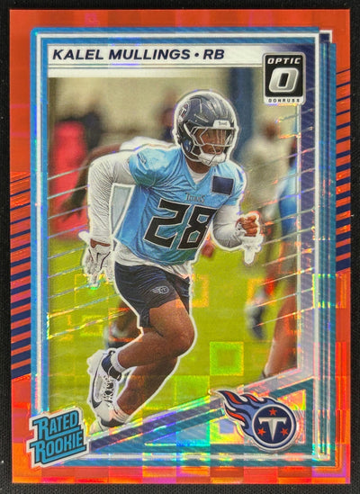Kalel Mullings 2025 Donruss Optic Rated Rookie Preview Red Pandora Titans Sports Trading Cards