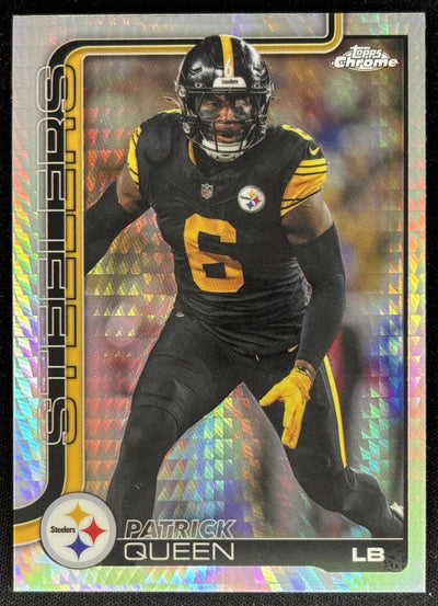Patrick Queen 2025 Topps Chrome Prism Refractor Steelers Sports Trading Cards